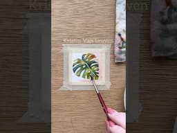 Watercolor monstera for painting 39! Go quick, maintain the wet edge and use lots of colors