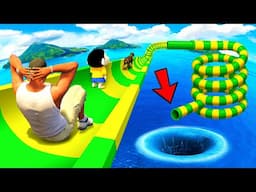 SHINCHAN AND FRANKLIN FOUND A SECRET SPIRAL WATER SLIDE IN THE MOUNTAINS IN GTA 5