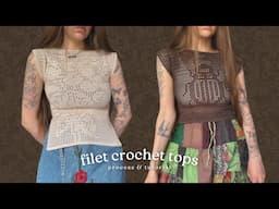 filet crochet tops - process and tutorial for beginners