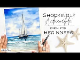 Easier Than It Looks! 😱 Beginners Step-by-Step Guide to Easy & Realistic Ocean Watercolor Painting!