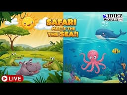 Wildlife Safari Meets the Sea | Hippo, Crocodile, Octopus, Whale for Kids