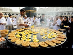 CHEAPEST $1 DESI BREAKFAST Near MECCA 🕋 BIGGEST ALOO PARATHA + ANDA EGG OMELETTE MAKING! MAKKAH FOOD