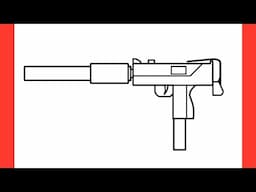 How to draw MAC-10 SMG step by step / drawing Uzi ingram mac 10 silencer submachine gun easy
