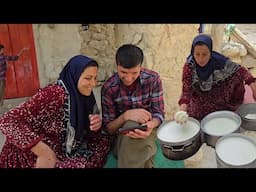 Shahin's preparation of local Buttermilk and Farideh's help to her