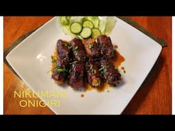 HOW TO COOK JAPANESE NIKUMAKI ONIGIRI,MEAT WRAPPED RICE,