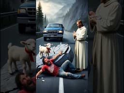 Sacrificial Savior: Lamb Stops Car, Beaten,Jesus's Miracle.#shorts