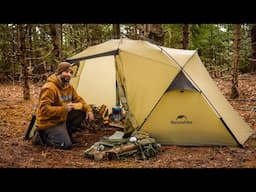 Hot Tent Camping With My Dog In The Forest