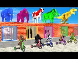 DON'T CHOOSE THE WRONG MYSTERY ITEM Cow, Elephant, Lion, Gorilla, Tiger, T-Rex Animals Cartoon