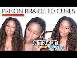 WATCH ME GO FROM JAIL BRAIDS TO CURLS! | CHEAP & EASY | V-PART WIG INSTALL | AMAZON PRIME | FT UNICE