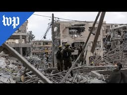 Destruction in Bat Yam, Israel after missile attack