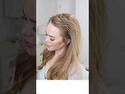 Faux Waterfall Headband Braid 🩵 #hair #hairstyle #hairtutorial #braidedhair #hairhack