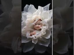 Baby in a Flower Waking and Smiling