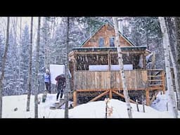 Fixing our biggest cabin MISTAKE | Enjoying a beautiful ice storm & coyote howling next to the cabin