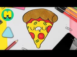 Cómo dibujar una pizza dormida kawaii 🍕 | Dibujo fácil paso a paso