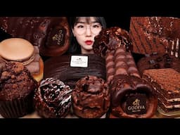 ASMR MUKBANG | 고디바 소라빵 슈니발렌 뺑오스위스 도넛 마카롱 머핀 케이크 초코 디저트 먹방 Godiva Bakery Chocolate Bread EATING