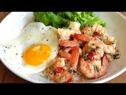 Breakfast easy: egg, shrimp, and vegetables