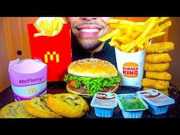 ASMR MCDONALDS BURGER KING IMPOSSIBLE DOUBLE WHOPPER CHICKEN NUGGETS OREO MCFLURRY ONION RINGS JERRY