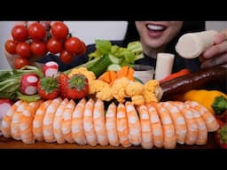 SHRIMP COCKTAILS + FRESH VEGGIES WITH RANCH (ASMR EATING SOUNDS) NO TALKING | SAS-ASMR