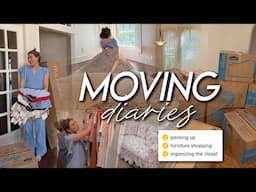 MOVING DIARIES | packing our house, furniture shopping, organizing our closet, & putting down a rug!