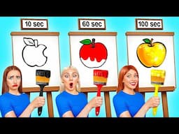 10 Seconds vs 60 Seconds vs 100 Seconds Drawing Challenge | Crazy Challenge by Jelly DO