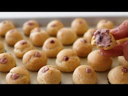 Make this best dessert if you have flour and eggs! Easy recipe, Simple ingredients! Red bean puffs