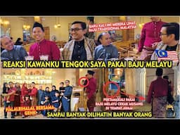 KAGUM!! REAKSI KAWANKU LIHAT SAYA PAKAI BAJU MELAYU CEKAK MUSANG DARI MALAYSIA, HALALBIHALAL RAYA