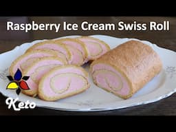 Raspberry Ice Cream Swiss Roll Cake – keto Easter cake, sugar free, gluten free dessert