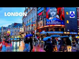 London Walk 🇬🇧 West End, OXFORD & REGENT Street SOHO|Central London Night Rainy Walking Tour |4K HDR