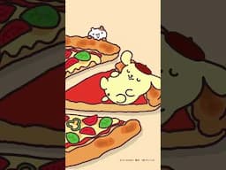 Taking "pizza party" to a whole new level!  #Pompompurin #HelloKittyandFriends #Sanrio