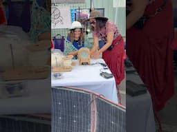 Teaching how to spin yarn with my electric “Solar Spinner” at the Truckee Roundhouse Maker Show!