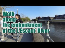 🎬 Stroll Along the L'Escaut Fluvial/ River Canal in Tournai, Belgium 🚶‍♂️🌊#subscribe #barge #vlog