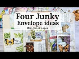 Four Junky envelopes using book pages