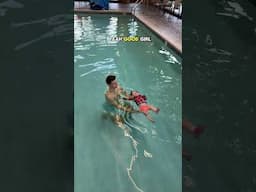 Our baby learned to save herself in pool