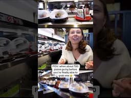 First time trying revolving sushi was harder than expected 😅