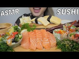 SUSHI ASMR *Fresh Salmon Sashimi with SUSHI Spring Roll and Tamago Nigiri NO Talking Eating Sounds