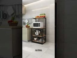 Kệ lò vi sóng khung chân sắt mặt gỗ GHK-193