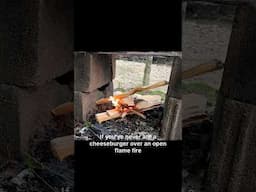 Cast Iron Burgers Over Open Fire 🔥 | True Grit: Appalachian Ways #shorts