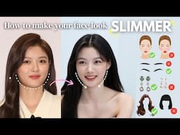*NO FACIAL YOGA NEEDED* How to Make Your Face Look SLIMMER? Makeup, Hair and Outfit Tips