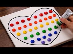 Simple Colorful Heart Acrylic Painting on Canvas Step by Step (1446)｜Satisfying Art ASMR