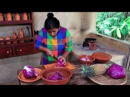 Red Cabbage Recipe | Butter Braised Red (Purple) Cabbage with Gravy Chicken | Healthy Village Dinner