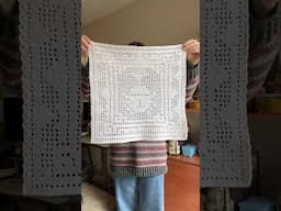 Framing my filet crochet tapestry! 🪲✨ #crochet #filetcrochet #shorts