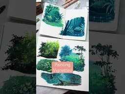 Don’t wanna paint a whole scene? Try a vignette! #painting #gouache