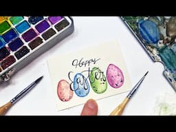 HAPPY EASTER watercolor greeting card ideas » How to paint colorful Easter eggs for beginners