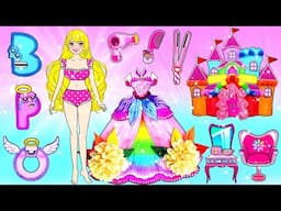 Rainbow Rapunzel Dress Up & Makeup In MARIO World - Barbie's New Home Handmade - Woa Doll Channel
