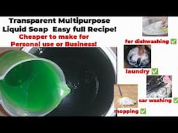 How to make Transparent Multipurpose Dish washing Liquid Soap at Home| Quality Liquid Soap Recipe!
