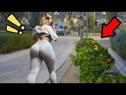 Chicas Hermosas se Encuentran al Hombre Arbusto en Madrid y Pasa Esto !!