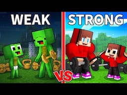 WEAK vs STRONG Baby Mikey vs Baby JJ in Minecraft (Maizen)