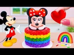 The Best Rainbow Cake Recipe 🐟 Banking Miniature Mickey Cake   🍜Tiny Cakes