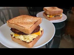 Hot Sausage Egg and cheese on toast | A classic New Orleans style breakfast sandwich