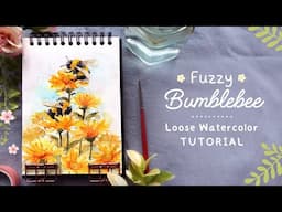 Fuzzy Bumblebee: Loose Watercolor Tutorial 🐝